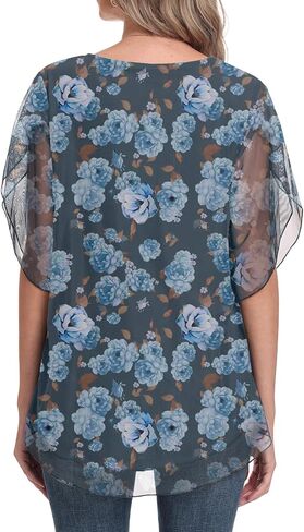 HAOMEILI Women’s Ruffle 3/4 Sleeve Mesh Blouses Loose Flowy Tops Stretchy Shirts in Saudi Arabia