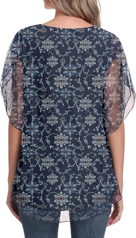 HAOMEILI Women’s Ruffle 3/4 Sleeve Mesh Blouses Loose Flowy Tops Stretchy Shirts in Saudi Arabia