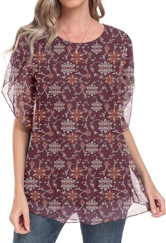 HAOMEILI Women’s Ruffle 3/4 Sleeve Mesh Blouses Loose Flowy Tops Stretchy Shirts in Saudi Arabia