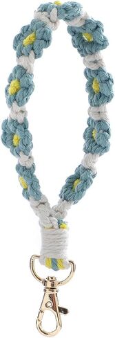 Sither Macrame Keychain Women Handmade Keychain Bracelet Flower Keyring Wristlet Macrame Keychain Holder Gift for Her in Saudi Arabia