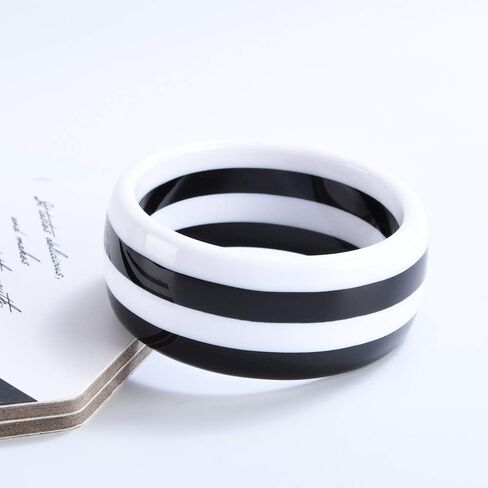 GuanLong Resin Bangle Cuff Bracelet for Women - Stripe Geometric Resin Bangle - Idea Gift for Friends, Sisters, Classmates in Kuwait