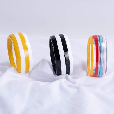 GuanLong Resin Bangle Cuff Bracelet for Women - Stripe Geometric Resin Bangle - Idea Gift for Friends, Sisters, Classmates in Kuwait