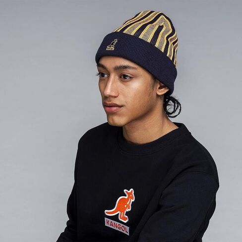 Kangol Rib Stripe Rev Beanie - Black/1SFM, Black, One size in Kuwait