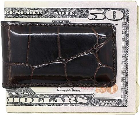 Real Leather Creations Brown Glazed Genuine Alligator Money Clip – Magnetic - American Factory Direct - Strong Shielded Magnets - Money Holder - Made in USA FBA686 in Saudi Arabia