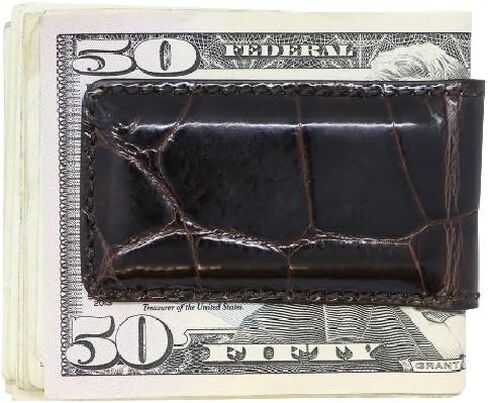 Real Leather Creations Brown Glazed Genuine Alligator Money Clip – Magnetic - American Factory Direct - Strong Shielded Magnets - Money Holder - Made in USA FBA686 in Saudi Arabia
