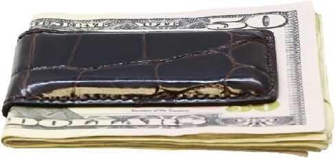 Real Leather Creations Brown Glazed Genuine Alligator Money Clip – Magnetic - American Factory Direct - Strong Shielded Magnets - Money Holder - Made in USA FBA686 in Saudi Arabia