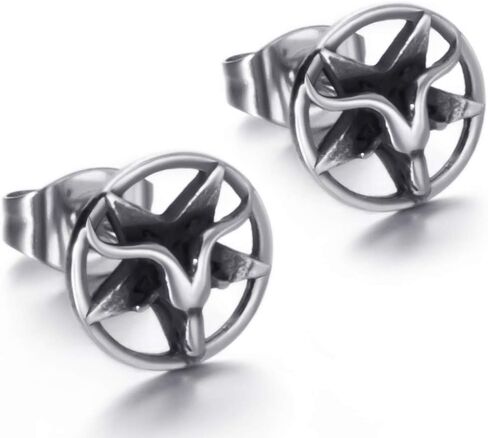 Baphomet Goat Satanic Inverted Pentagram Stud Earring Seal of Satan Sigil of Lucifer Devil Demon Stainless Steel Earrings in Kuwait