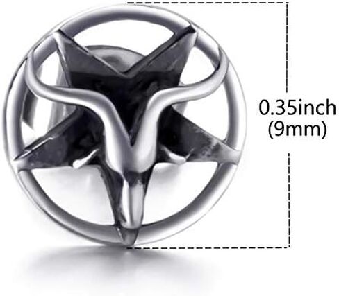 Baphomet Goat Satanic Inverted Pentagram Stud Earring Seal of Satan Sigil of Lucifer Devil Demon Stainless Steel Earrings in Kuwait