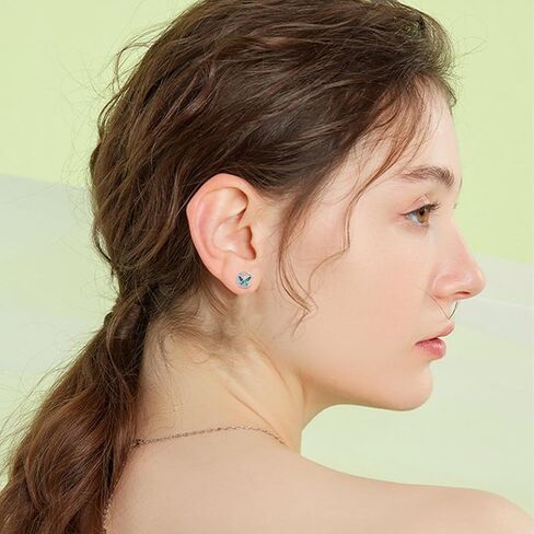 Abalone Butterfly Stud Earrings 925 Sterling Silver Celtic Moon Earrings Irish Celtic Jewelry Gifts for Women Girls in Kuwait