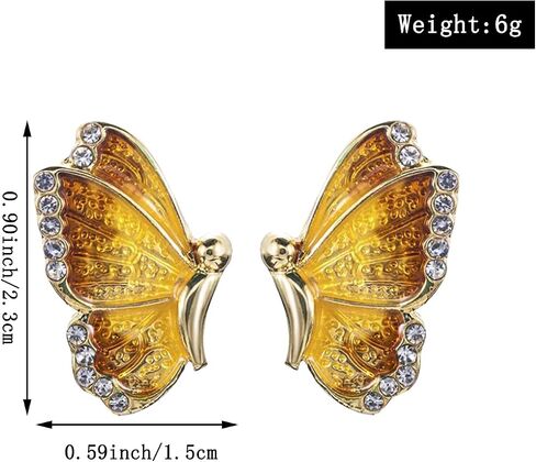 TIANBANGSHI Unique Hypoallergenic Enamel Multicolor Monarch Butterfly Stud Earrings Tiny Cute Crystal Insect Butterfly Stud Earrings for Women Girls Fashion Jewelry Gift in Saudi Arabia