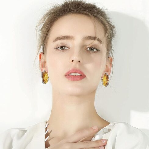 TIANBANGSHI Unique Hypoallergenic Enamel Multicolor Monarch Butterfly Stud Earrings Tiny Cute Crystal Insect Butterfly Stud Earrings for Women Girls Fashion Jewelry Gift in Saudi Arabia