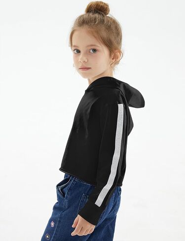 Noomelfish Girls Sparkle Long Sleeve Crop Tops Cropped Hoodies Pullover Sweatshirts (5-14 Years) in Saudi Arabia