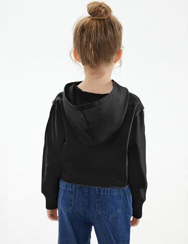 Noomelfish Girls Sparkle Long Sleeve Crop Tops Cropped Hoodies Pullover Sweatshirts (5-14 Years) in Saudi Arabia