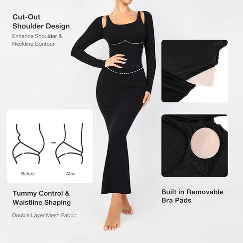 عاشق الجمال فستان طويل الأكمام للنساء قطع قبالة الكتف فستان ماكسي Bodycon المدمج في الصدرية فستان الزفاف الرسمي الضيوف in Kuwait