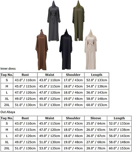 IBAKOM Abaya for Women 2PC Arabian Modest Open Abayas Muslim Dress with Hijab Islamic Arab Jilbab Turkish Prayer Clothes in Saudi Arabia
