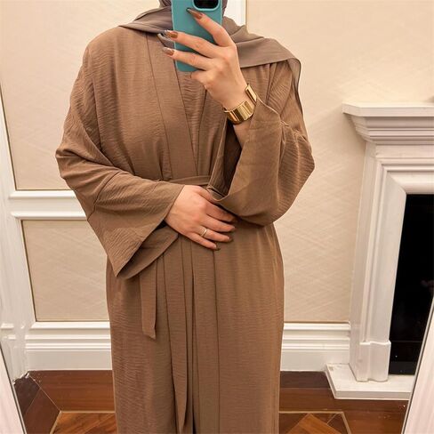 IBAKOM Abaya for Women 2PC Arabian Modest Open Abayas Muslim Dress with Hijab Islamic Arab Jilbab Turkish Prayer Clothes in Saudi Arabia