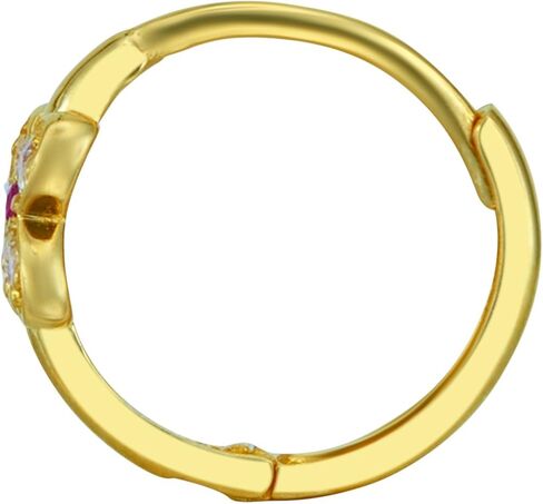 14k Yellow Gold Flower CZ Huggie Earrings (10 x 10 mm) in Saudi Arabia