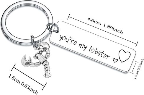 You're My Lobster Keychain Gift for Boyfriend Girlfriend Keyring Husband Gifts From Wife Anniversary Jewelry Valentines Day Gift For Couples, Silver, One size in Kuwait
