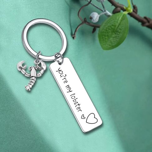 You're My Lobster Keychain Gift for Boyfriend Girlfriend Keyring Husband Gifts From Wife Anniversary Jewelry Valentines Day Gift For Couples, Silver, One size in Kuwait