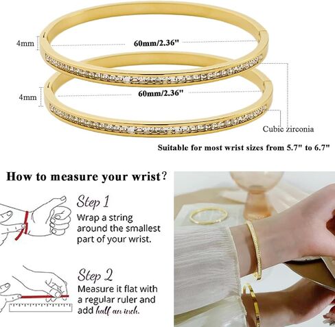 أساور Vessantara الذهبية للنساء، 2 حزمة من أساور الزركونيا المكعبة المطلية بالذهب أساور الصداقة للفتيات سوار حجر الراين الذهبي هدايا الأصدقاء للنساء in Kuwait