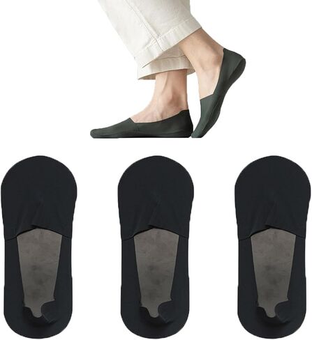 HNFYSMQL Casual Men Socks Invisible Thin Low Cut Sock Breathable No Show Silicone Non-slip Sock Cotton Bottom 3 Pairs in Saudi Arabia