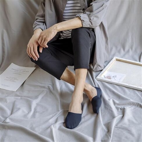 HNFYSMQL Casual Men Socks Invisible Thin Low Cut Sock Breathable No Show Silicone Non-slip Sock Cotton Bottom 3 Pairs in Saudi Arabia