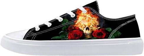 FIRST DANCE Unisex Skulls Print Canvas Shoes for Men Women Lace Up Fashion Sneakers Custom Shoes in Saudi Arabia