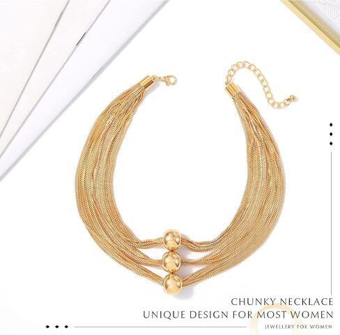 Sixexey Layered Choker Necklaces Gold Statement Necklace Big Bib Necklace Accessories for Women in Kuwait