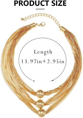 Sixexey Layered Choker Necklaces Gold Statement Necklace Big Bib Necklace Accessories for Women in Kuwait