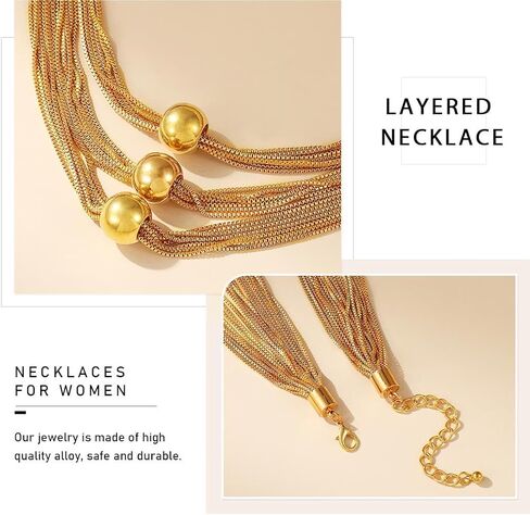 Sixexey Layered Choker Necklaces Gold Statement Necklace Big Bib Necklace Accessories for Women in Kuwait