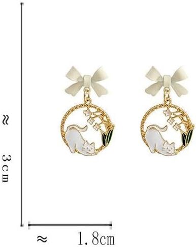 Enamel Cute Cat Earrings for Women Girls Zinc Alloy Kitten Stud Dangle Jewelry Bow Cat Gifts for Cat Lovers Charms in Saudi Arabia