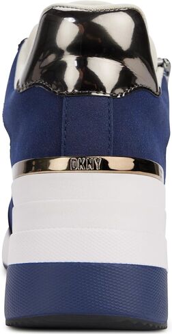 DKNY Women's Kaden-Lace Up Wedg Sneaker, Pebble/Ink Navy, 7 in Saudi Arabia