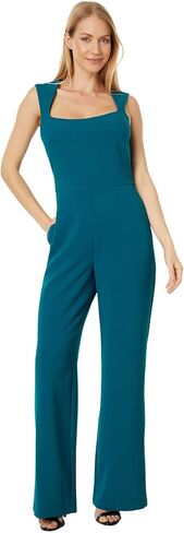 Vince Camuto Square Neck Open Back Jumpsuit in Stretch Crepe Peacock 12 in Saudi Arabia