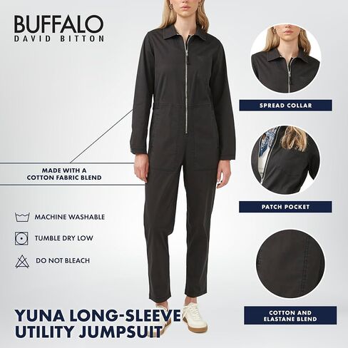 Buffalo David Bitton Women’s Yuna Long-Sleeve Utility Jumpsuit, Grey, X-Small in Saudi Arabia