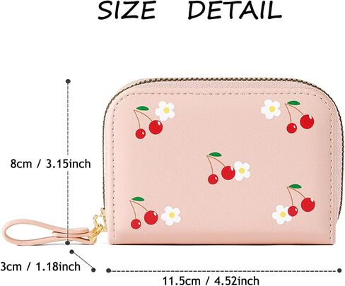 NVKIC حاملي بطاقات الائتمان لطيف للنساء نمط الفاكهة البريدي حول فو الجلود محفظة ضئيلة للفتيات النقدية محفظة نسائية للعملات المعدنية اللون الوردي in Kuwait