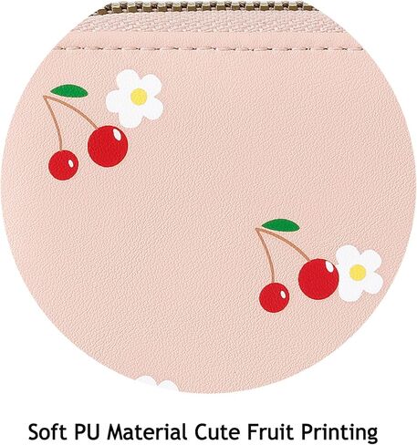 NVKIC حاملي بطاقات الائتمان لطيف للنساء نمط الفاكهة البريدي حول فو الجلود محفظة ضئيلة للفتيات النقدية محفظة نسائية للعملات المعدنية اللون الوردي in Kuwait