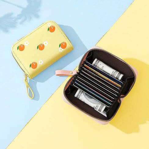 NVKIC حاملي بطاقات الائتمان لطيف للنساء نمط الفاكهة البريدي حول فو الجلود محفظة ضئيلة للفتيات النقدية محفظة نسائية للعملات المعدنية اللون الوردي in Kuwait