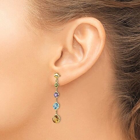 Diamond2Deal 14k Yellow Gold Multi-Gemstone Dangle Earrings for Women, Metal in Saudi Arabia