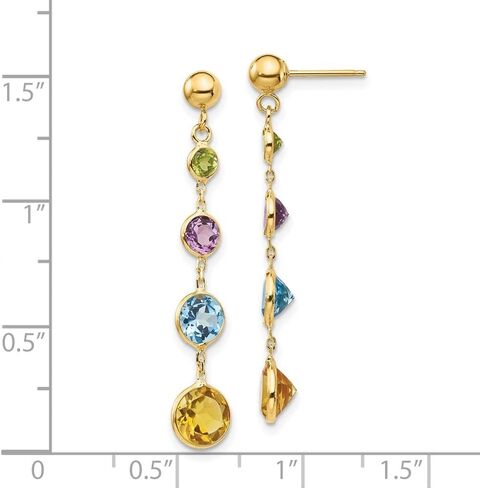 Diamond2Deal 14k Yellow Gold Multi-Gemstone Dangle Earrings for Women, Metal in Saudi Arabia