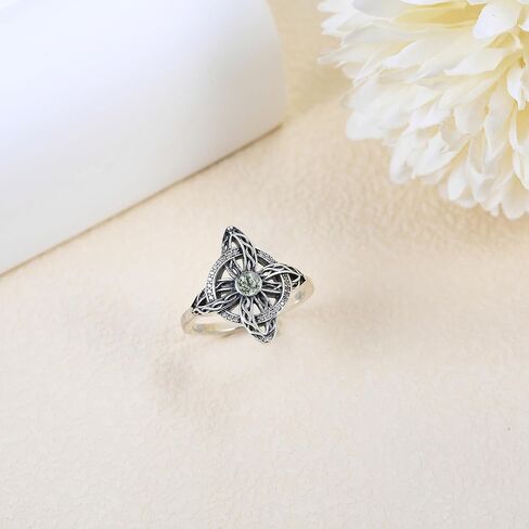 YAFEINI Witches Knot Ring Moonstone/Moss Agate/Black Onyx/Turquoise Sterling Silver Witch Knot Jewelry Mothers Day Gifts for Women in Saudi Arabia