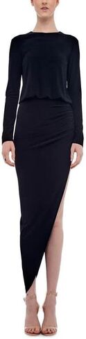 Norma Kamali Women's Long Sleeve Crew Neck Side Drape Gown in Saudi Arabia