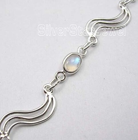 Sterling Silver Cab Rainbow Moonstone tcw 5.0 Bracelet 8.3" Women Jewelry in Saudi Arabia