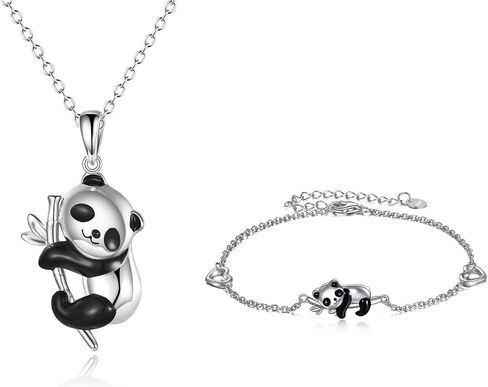ONEFINITY Panda Necklace Bracelet Sterling Silver Panda Bamboo Jewelry Set for Women Girls Her in Saudi Arabia