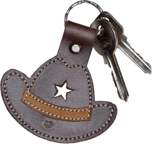 Hide & Drink, Leather Cowboy Hat Keychain / Key Ring / Texas / Wild West / Ranch, Handmade :: Bourbon Brown in Saudi Arabia