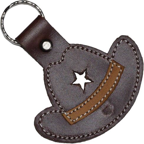 Hide & Drink, Leather Cowboy Hat Keychain / Key Ring / Texas / Wild West / Ranch, Handmade :: Bourbon Brown in Saudi Arabia
