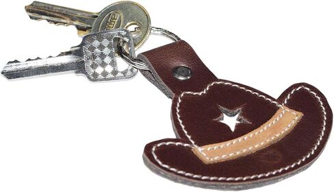 Hide & Drink, Leather Cowboy Hat Keychain / Key Ring / Texas / Wild West / Ranch, Handmade :: Bourbon Brown in Saudi Arabia