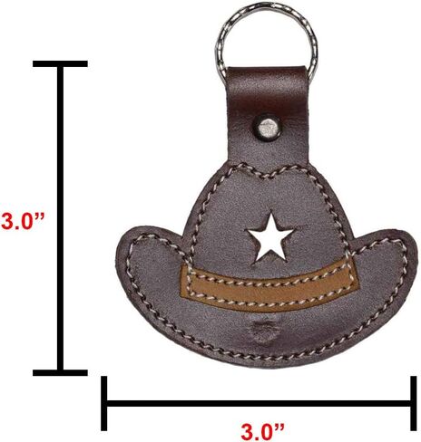 Hide & Drink, Leather Cowboy Hat Keychain / Key Ring / Texas / Wild West / Ranch, Handmade :: Bourbon Brown in Saudi Arabia