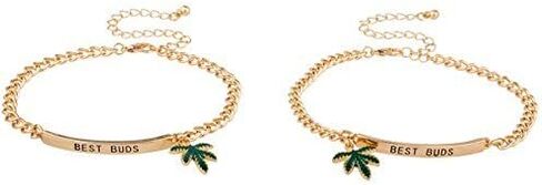 إكسسوارات لوكس مجموعة أساور جولدتون بيست بادز بي إف إف فريندز بأوراق الماريجوانا (قطعتان) in Kuwait