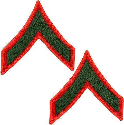 Marine Corps USMC Chevron Green Embroidered on red PFC Private 1st Class Male in Saudi Arabia