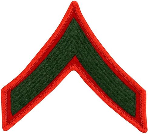 Marine Corps USMC Chevron Green Embroidered on red PFC Private 1st Class Male in Saudi Arabia